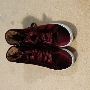 Red velvet shoes